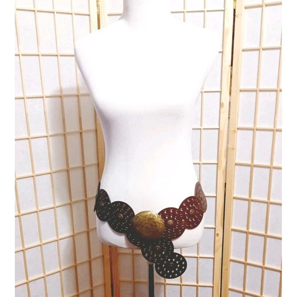 Women's Boho Western Chunky Eyelet Belt  Adjustable Waist